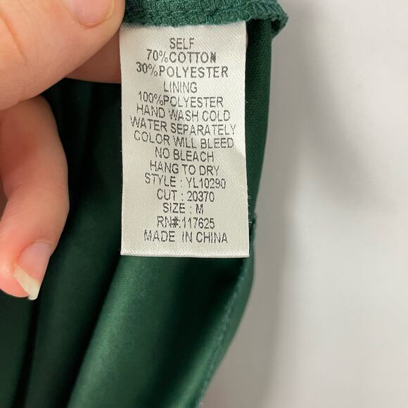 Ya Los Angeles | Dark Hunter Green Coral Trim Strapless Fit & Flare Mini Dress - Picture 5 of 5